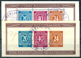 Altershilfe-Blockpaar Mit Violetten Sonderstempeln, Gepr. Schlegel D. BPP, Mi. 450.-, Katalog: Bl.12A+B O - Other & Unclassified