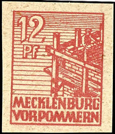 12 Pfg Freimarken Braunrot Ungezähnt, Postfrisch, Unsigniert, Leichte Herstellungsbedingte Gummibüge Ohne Belang, Tadell - Altri & Non Classificati