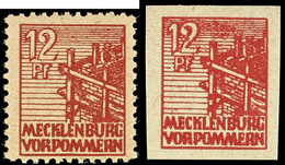 12 Pf. Braunrot, Gezähnt Und Ungezähnt, Tadellos Postfrisch, Je Gepr. Kramp BPP, Mi. 720,-, Katalog: 36yd,36ydU ** - Autres & Non Classés