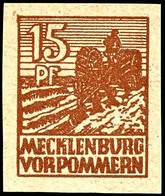 15 Pfg Abschiedsserie Schwärzlichgelbbraun, Papier Z, Ungezähnt, Tadellos Postfrisch, Doppelt Gepr. Kramp BPP, Mi. 600.- - Sonstige & Ohne Zuordnung