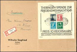 Weihnachtsblock, X-Papier, Type IV, Auf Großformatigem Eingeschrieben Orts-Brief Von Weimar (überfrankiert), Der Umschla - Other & Unclassified