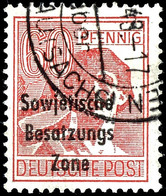 60 Pf. Arbeiter Karminrot, Bedarfsgest., Gepr. Rehfeld, Mi. 180,-, Katalog: 195a O - Sonstige & Ohne Zuordnung