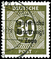 30 Pfg. Ziffern Grauoliv, Bedarfsgest., Gepr. Paul BPP, Mi. 200,-, Katalog: 208b O - Autres & Non Classés