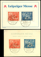 1949, Leipziger Messe, 2 Sonderkarten, Dabei Einmal 50+25 Pf. Dunkelkobalt, Je Messe-Sonderstempel, Katalog: 230/31a+b B - Autres & Non Classés