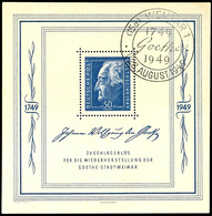Blockausgabe "Goethe", Gestempelt Mit Sonderstempel "WEIMAR", Tadellose Erhaltung, Mi. 300.-, Katalog: Bl.6 O - Sonstige & Ohne Zuordnung