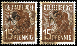 15 Pfennig Altenburg Type 1f, Getrenntes Ehemaliges Paar, Korrekturaufdruck Schwarz Auf Braun, Gestempelt, Sehr Gute Erh - Altri & Non Classificati