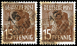 15 Pfennig Altenburg Type 1f, Getrenntes Ehemaliges Paar, Korrekturaufdruck Schwarz Auf Braun, Gestempelt, Sehr Gute Erh - Autres & Non Classés
