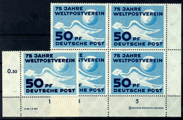 50 Pfennig Weltpostverein, 4er-Block Aus Der Rechten Unteren Bogenecke Mit Druckerzeichen Und Linke Untere Bogenecke Mit - Andere & Zonder Classificatie