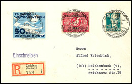 50 Pfg Weltpostverein Mit SBZ 10 Pfg Köpfe Und 24 Pfg Volkskongress Auf Portogerechtem R-FDC Mit Sonderstempel "(10b) ZW - Altri & Non Classificati