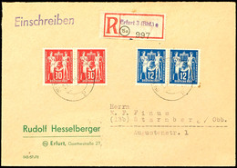 12 Und 30 Pfg Postgewerkschaft, Je Im Waagerechten Paar, Auf Portogerechtem R-FDC Von "(15) ERFURT 3 27.10.49" Nach Star - Altri & Non Classificati