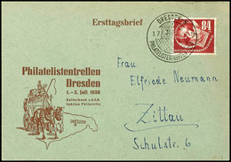 84 + 41 Pfg Briefmarkenausstellung DEBRIA Auf FDC Mit SST "DRESDEN-N / PHILATELISTENTREFFEN 1.7.50", Nach Zittau Adressi - Other & Unclassified