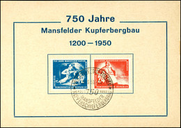 12 Und 24 Pfg Mansfelder Kufperschieferbergbau Komplett Auf Schmuckkarte Mit ESST "(19a) LUTHERSTADT EISLEBEN 01.9.50",  - Autres & Non Classés