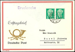 5 Pfg Pieck, Wz. XII, Waagerechtes Paar Auf Schmuck-FDC Von "BERLIN 22.9.52" Nach Basel / Schweiz, Tadellos, Umschlag Kl - Andere & Zonder Classificatie