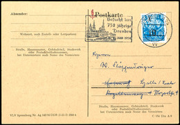 12Pfg. Fünfjahrplan Mit Aufdruck- Kleine-Fälschung Auf Portogerechter Postkarte Von Dresden, Auf Der Rückseite Typischer - Autres & Non Classés