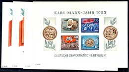 Karl-Marx-Blöcke, Gezähnt Und Geschnitten, 4 Stück Kpl. Postfrisch, Mi. 360,-, Katalog: Bl. 8/9 A/B ** - Other & Unclassified