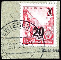 20 A. 24 Pfg. Fünfjahresplan, Urmarke In Offsetdruck, Gestempelt "LANGENWIESEN 12.11.54" Auf Briefstück, Zwei Zahnspitze - Sonstige & Ohne Zuordnung