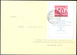 Blockausgabe Briefmarkenausstellung Auf FDC Von "KÖNIGSBRUCK (BZ DRESDEN) 30.10.54" Nach Braunschweig, Tadellose Erhaltu - Sonstige & Ohne Zuordnung