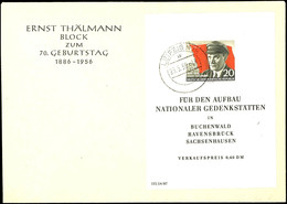 Blockausgabe Thälmann Auf Blanko-Schmuck-FDC Von "LEIPZIG N18 25.5.56", Tadellose Erhaltung, Gepr. Weigelt BPP, Mi. 160. - Sonstige & Ohne Zuordnung