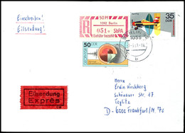 "1092 A II", 50 Pf. Gebührenzettel, Seltene Einschreibemarke Mit Der Nummer 051 Auf Eilboten-R.-Brief Mit Einlieferungss - Other & Unclassified