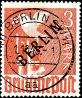 3 M. Schwarzaufdruck, Ideal Zentrisch Gestempelt "BERLIN SW 11 1.10.48", Tadelloses Kabinettstück, Gepr. Lippschütz, Mi. - Sonstige & Ohne Zuordnung