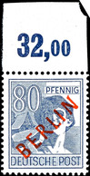 80 Pfg. Vom Bogenoberrand, Nicht Durchgezähnt, Postfrisch, Im Rand Kleine Fehlstelle, Signiert Schlegel BPP, Mi. 500.-,  - Other & Unclassified