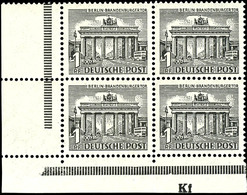 1 Pfg Bauten, Eckrandviererblock Unten Links Mit Druckerzeichen "Kf", Postfrisch, Mi. 180.-, Katalog: 42DZ ** - Other & Unclassified