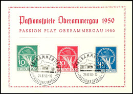 10-30Pfg., Währungsgeschädigte Mit Sonderstempel "OBERAMMERGAU / PASSIONSSPIELE 29.8.50" Auf Blanko-Sonderpostkarte, Fot - Other & Unclassified