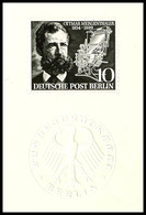 10 Pfg Ottmar Mergenthaler, Ankündigungskarton (grau, Format Ca. Din A 6 Quer) Mit Dem Trockensiegel Der Bundesdruckerei - Sonstige & Ohne Zuordnung