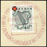 10 Pfg Bis 40 Pfg "Rotes Kreuz, Kompletter Satz Mit 4 Werten, Je Entwertet Mit Rotem SST "FREIBURG 19.5.49 HENRI DUNANT  - Other & Unclassified