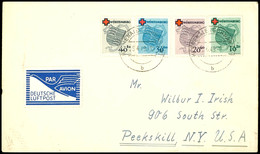 10 Pfg Bis 40 Pfg Rotes Kreuz, Satz Als Frankatur Auf überfrankiertem Luftpost-Überseebrief Von "Herrenalb 29.4.49" Nach - Altri & Non Classificati