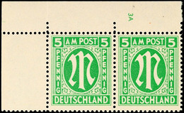 5 Pfg, 2 Waagr. Paare Aus Der Linken Oberen Bogenecke, Mit Plattennummer 3A Bzw. 3C, Postfrisch, Ein Mal Oben Voll Durch - Other & Unclassified