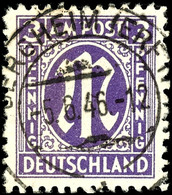 3Pfg. Blauviolett, Gez L 11 1/2 Papier Z, Gestempelt "BERGHEIM (ERFT) 5.6.46", Fotoattest Schlegel A. BPP, Mi. 750,-, Ka - Altri & Non Classificati