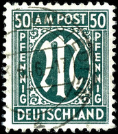 50 Pfg. Mit Plattenfehler, "erstes N In Linken PFENNIG Verstümmelt", Gestempelt, Fotokurzbefund Schlegel A. BPP, Mi.240, - Sonstige & Ohne Zuordnung