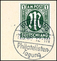 1 Reichsmark AM-Post, Gestempelt "Duisburg 2 11.5.46 Philatelisten-Tagung" Auf Luxusbriefstück, Fotoattest Wehner BPP (0 - Sonstige & Ohne Zuordnung