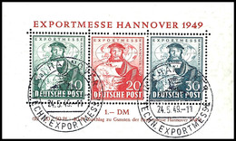 Blockausgabe "Exportmesse Hannover" In C-Farbe, Gestempelt Mit Sonderstempel "HANNOVER 24.5.49", Tadellose Erhaltung, Fo - Sonstige & Ohne Zuordnung