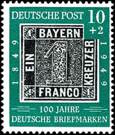 10 Pfg. 100 Jahre Briefmarken Mit Plattenfehler "Bruch In Der Linken Unteren Rahmenecke Beim Bayern Kreuzer" (Feld 40, T - Altri & Non Classificati