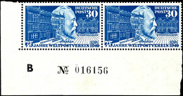 30 Pfg Stephan, Waagerechtes Paar Vom Eckrand Unten Links Mit Bogennummer "B No. 16156", Tadellos Postfrisch, Mi. 140.-+ - Sonstige & Ohne Zuordnung