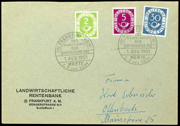 2, 5 Und 30 Pfg Posthorn Auf FDC Mit ESST "(16) FRANKFURT (MAIN) 1. AUG 1951" Nach Offenbach, Tadellose Erhaltung, Nicht - Other & Unclassified