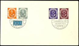 6, 8,15 Und 25 Pfg. Mit Ersttagssonderstempel "FRANKFURT (MAIN) 20 SEPT 1951" Auf Blankoumschlag, Fotobefund Schlegel D. - Sonstige & Ohne Zuordnung