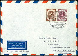 40 Und 60 Pfg Posthorn Auf Luftpost-FDC Mit ESST "(16) FRANKFURT (MAIN) 20. DEZ 1951" Nach Pontianak / Indonesien Adress - Sonstige & Ohne Zuordnung