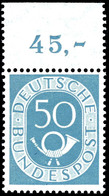 50 Pfg Posthorn Mit Oberrand Und RWZ, Tadellos Postfrisch, Unsigniert, Mi 270,-, Katalog: 134P OR ** - Sonstige & Ohne Zuordnung