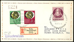 10 Und 20 Pfg Nationale Briefmarkenausstellung Wuppertal In Mischfrankatur Mit Berlin 40 Pfg Glocke Links Auf Portogerec - Autres & Non Classés