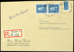 30 Pfg Röntgen, Senkrechtes Paar Auf Portogerechtem R-Brief Von "MÜNCHEN 26.3.52" Nach Pforzheim Mit Ankunftsstempel, Gu - Sonstige & Ohne Zuordnung