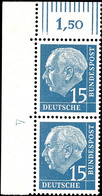 15 Pfg Heuss, Senkrechtes Paar Vom Eckrand Oben Links, Walzendruck, Druckerzeichen "4" Positiv, Tadellos Postfrisch, Mi. - Other & Unclassified