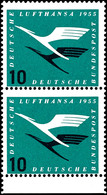 10 Pfg. Lufthansa Mit Plattenfehlern "unterer Balken Des E In BUNDESPOST Unterbrochen" In Senkr. Paar Mit Normalmarke Vo - Altri & Non Classificati