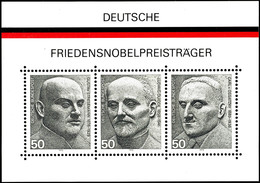 Blockausgabe "Deutsche Friedensnobelpreisträger", Abart "Farbe Gold (Fahnenband, Jahreszahlen) Fehlend", Tadellos Postfr - Other & Unclassified