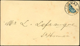 1896, 4 C. Ziffer Diagonal Halbiert, Linke Untere Hälfte, Auf Ortsbrief Von K1 "ST. THOMAS 28 3 1903", Tadellos, Aufgrun - Danish West Indies
