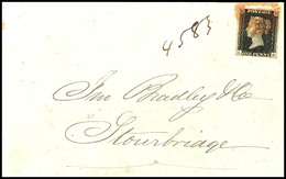 1840, 1 P. Schwarz, LD, Auf Faltbrief Mit Rotem MC Aus "BRISTOL 3. SEP1840" Nach Stourbridge, Unten Lupen-, Sonst Voll-  - Altri & Non Classificati