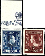 1951, 2 - 3 Fr. Fürstenpaar In B-Zähnung, Dabei Die 2 Fr. Mit Oberrand, Tadellos Postfrisch, Unsigniert, Mi. 350.-, Kata - Sonstige & Ohne Zuordnung