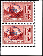 1934, 1, 50 Fr. Freimarke Mit Aufdruck, Senkrechtes Paar Mit Rechter Unterer Bogenecke, Tadellos Postfrisch, Unsigniert, - Other & Unclassified